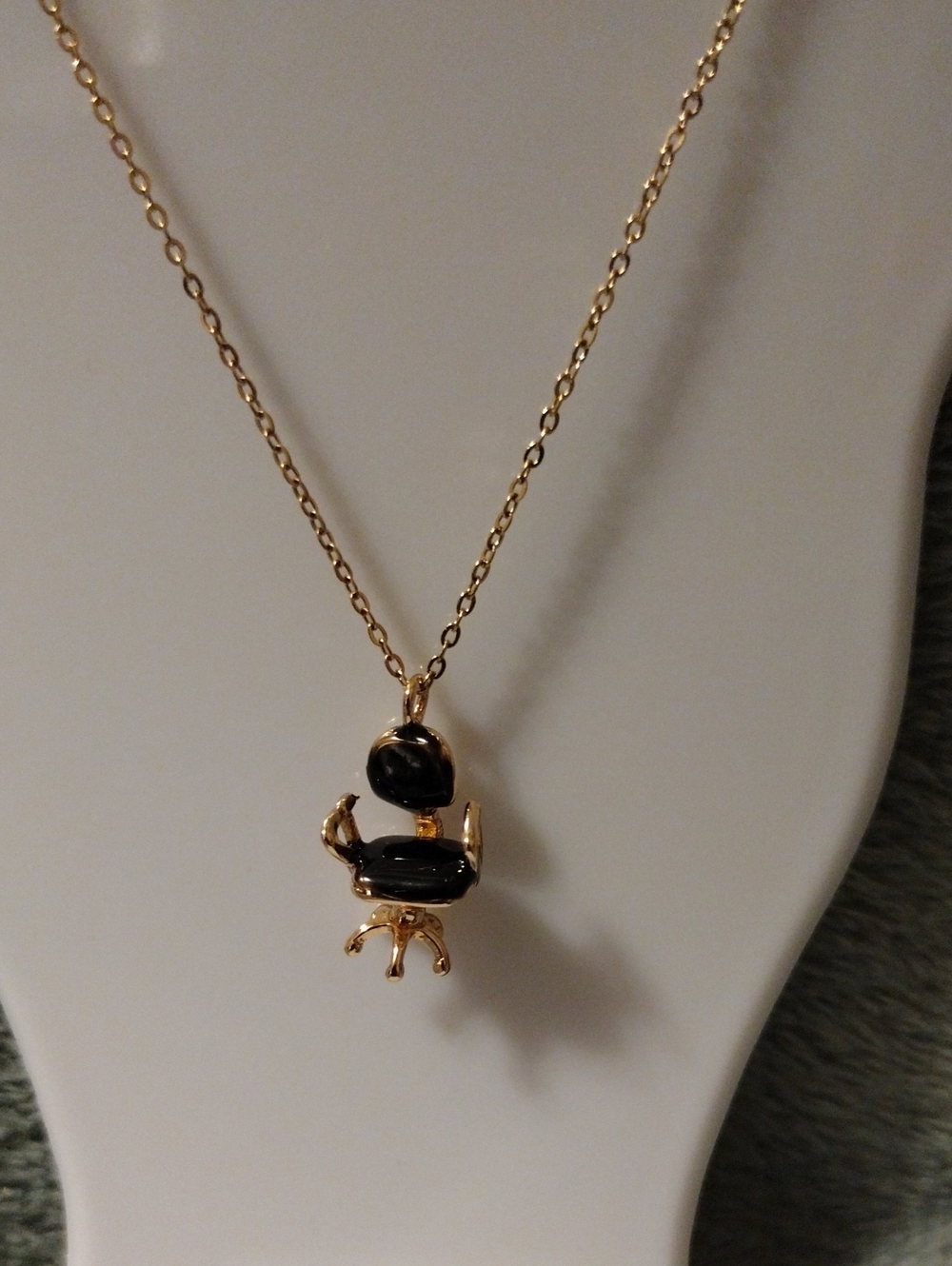 Gold-Tone Necklace with An Office Chair Shaped Pendant